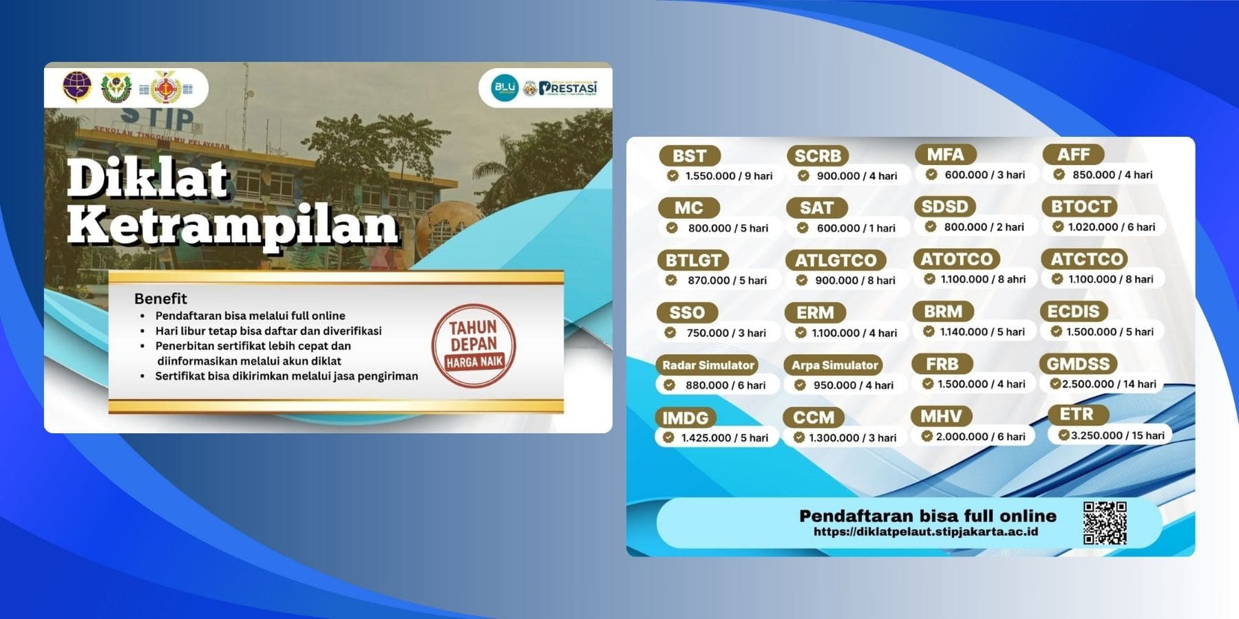 Diklat Keterampilan (Tarif dan Periode)